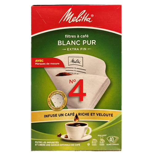 Melitta White Coffee Filters Cone Style #4, 40 Pack