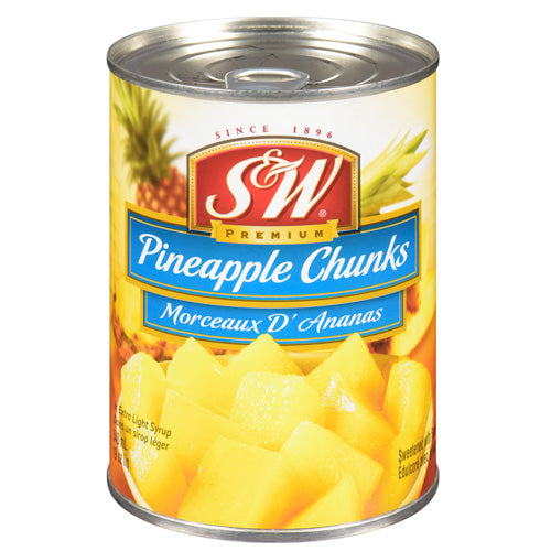 S&W Pineapple Chunks In Extra Light Syrup 454g