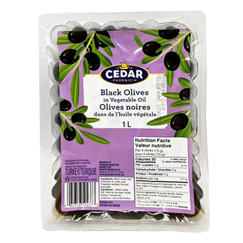 Cedar Black Olives in Vegetable Oil 1L