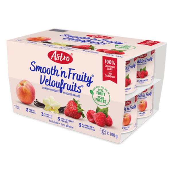 Astro Smooth'N Fruity Yogurt- Peach,  Vanilla, Strawberry, Raspberry 12*100g
